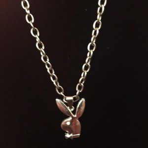 Retro Vintage Style Silver Plated Playboy Bunny Chain Necklace * FREE S/H *